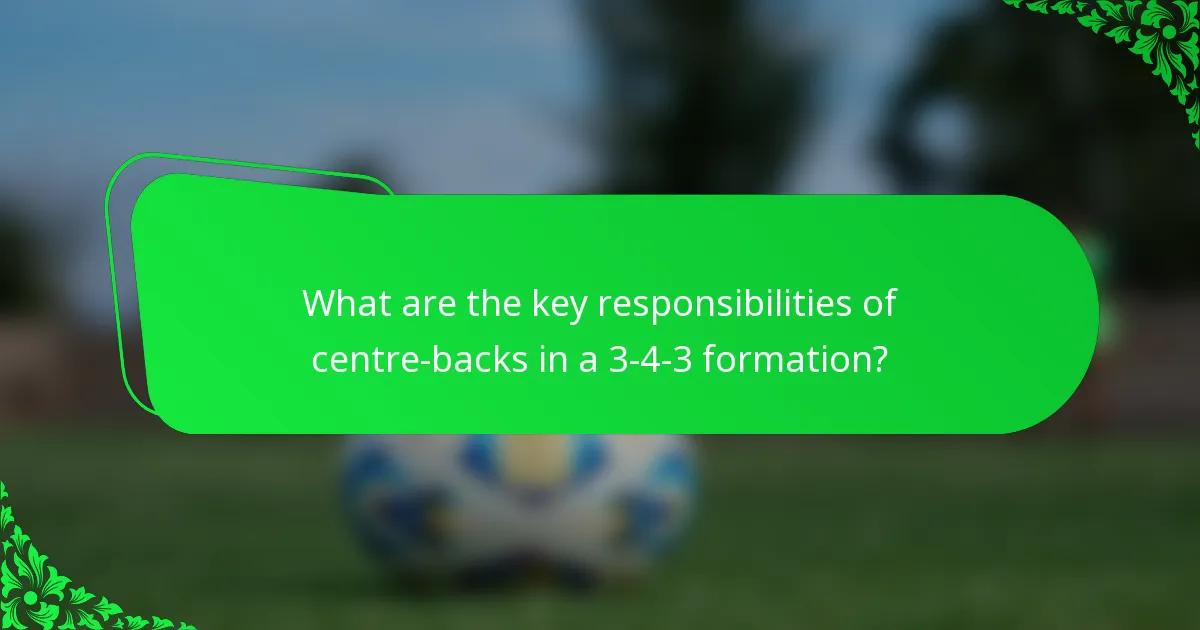 What are the key responsibilities of centre-backs in a 3-4-3 formation?